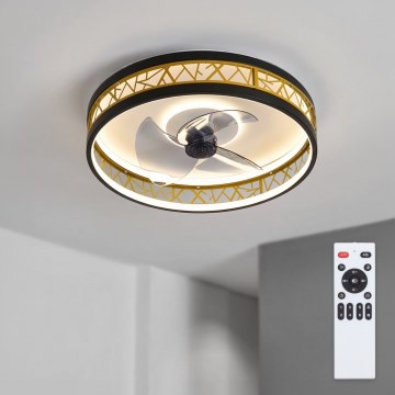 Brilagi - LED prigušiva plafonski ventilator LED/34W/230V 3000-6500K Ø 50 cm crna/zlatna + daljinski upravljač