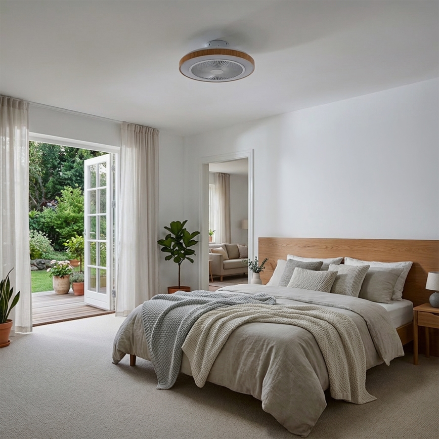 Brilagi - LED stropni ventilator, prigušiva funkcija, LED/38W/230V 50 cm bela/braon + daljinski upravljač