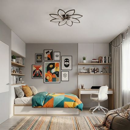 Brilagi - LED prigušiva stropni ventilator LED/43W/230V prečnika 90 cm crni + daljinski upravljač