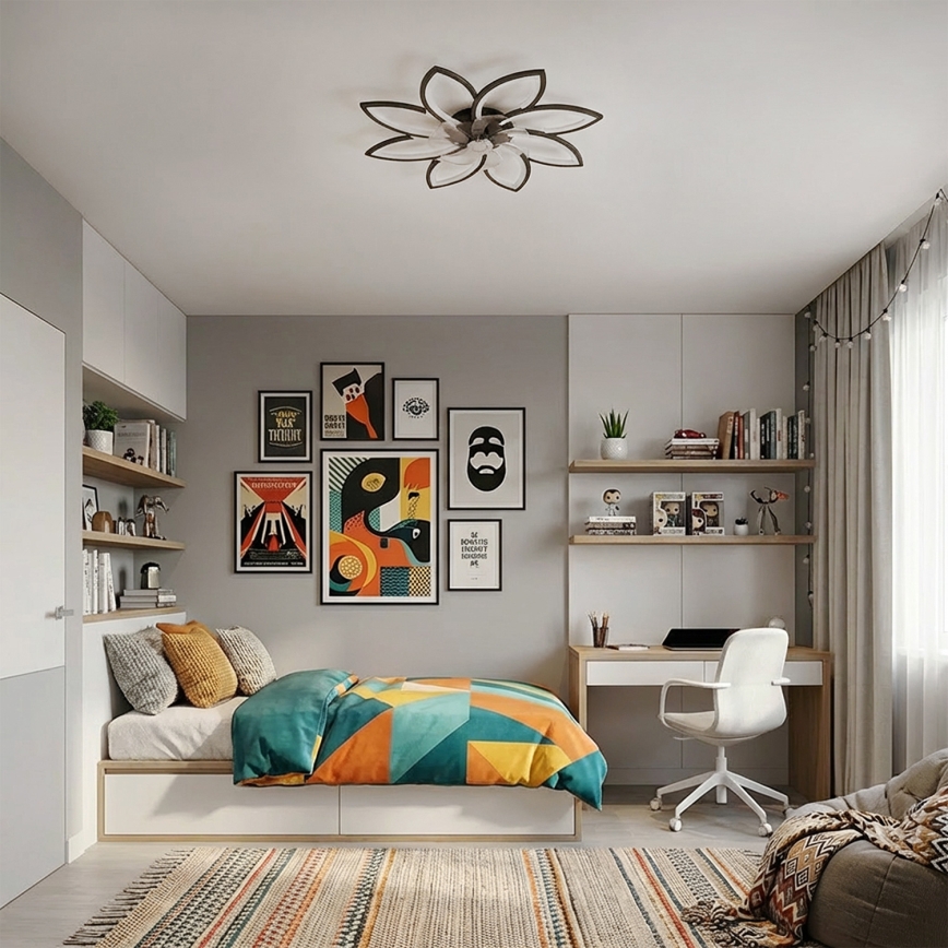 Brilagi - LED prigušiva stropni ventilator LED/43W/230V prečnika 90 cm crni + daljinski upravljač