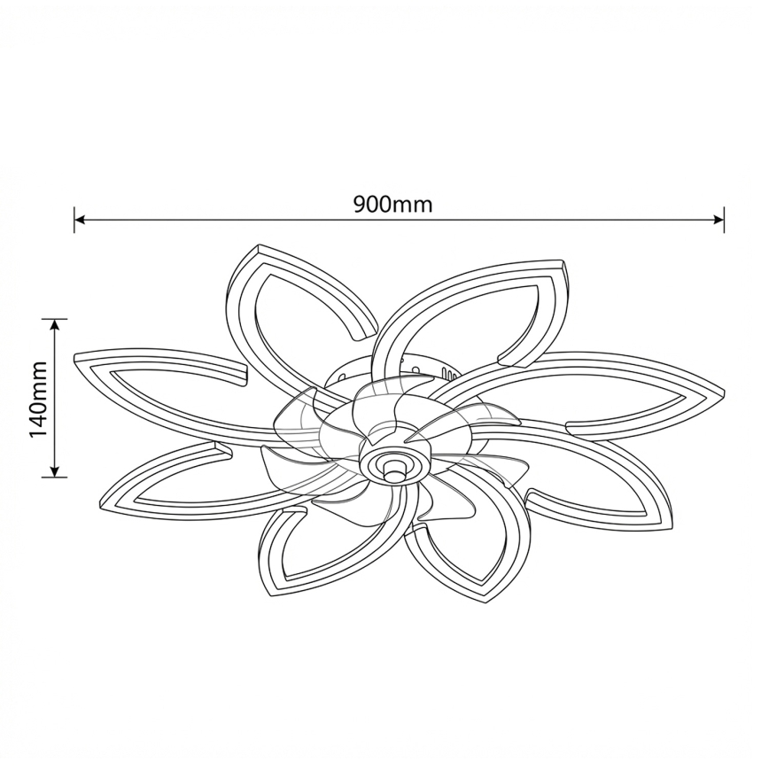 Brilagi - LED prigušiva stropni ventilator LED/43W/230V prečnika 90 cm crni + daljinski upravljač