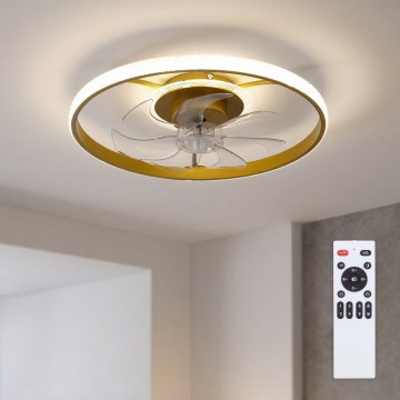Brilagi - LED prigušiva plafonski ventilator LED/66W/230V 3000-6500K, prečnik 55 cm, bela/zlatna, sa daljinskim upravljačem