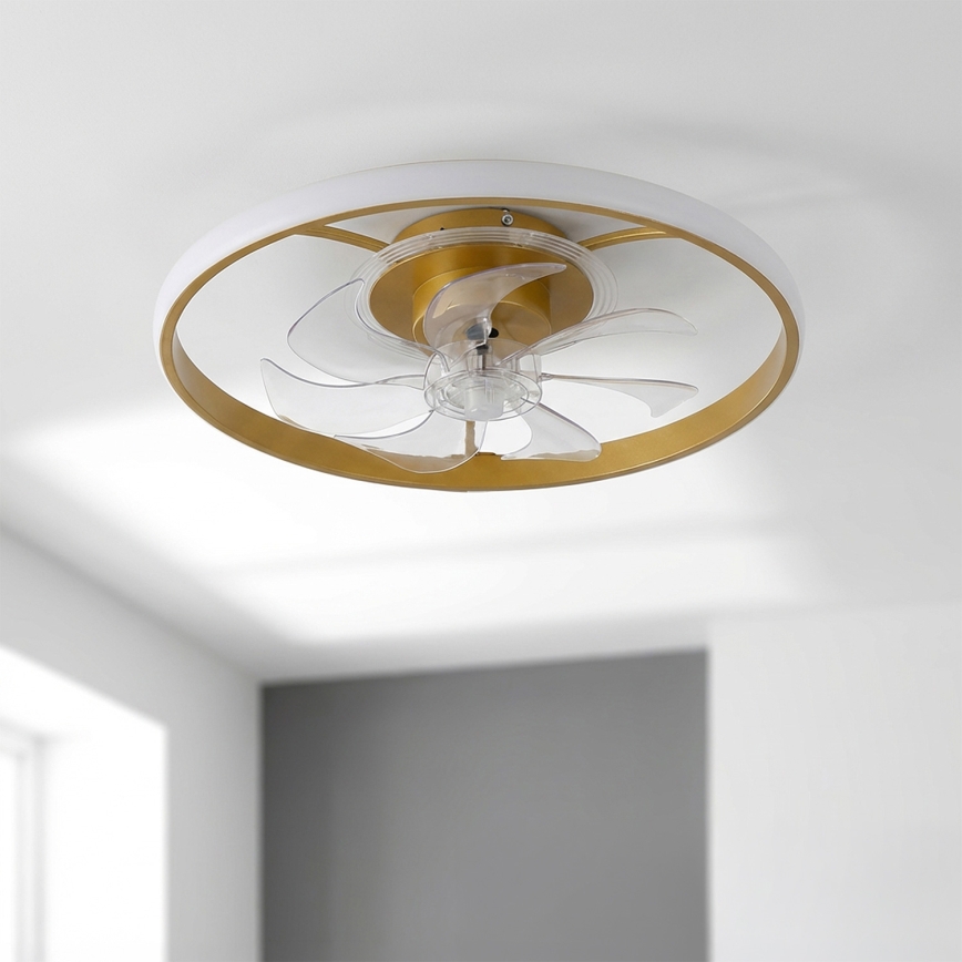 Brilagi - LED prigušiva plafonski ventilator LED/66W/230V 3000-6500K, prečnik 55 cm, bela/zlatna, sa daljinskim upravljačem