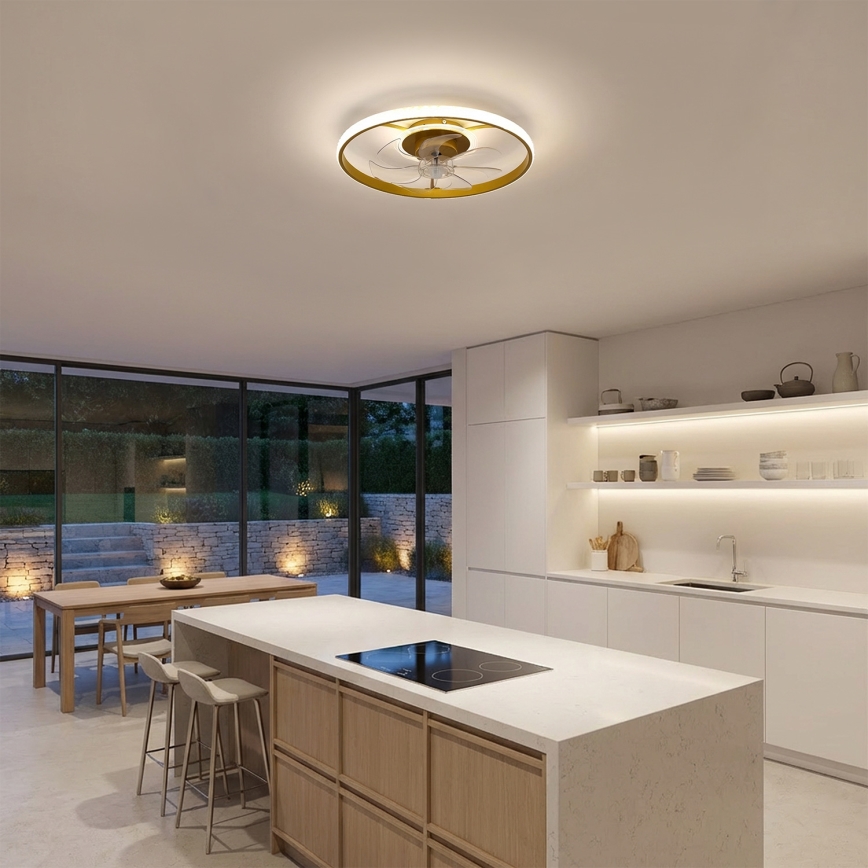 Brilagi - LED prigušiva plafonski ventilator LED/66W/230V 3000-6500K, prečnik 55 cm, bela/zlatna, sa daljinskim upravljačem