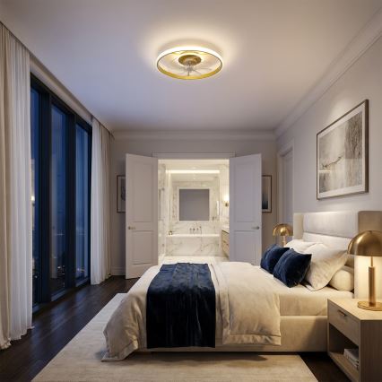 Brilagi - LED prigušiva plafonski ventilator LED/66W/230V 3000-6500K, prečnik 55 cm, bela/zlatna, sa daljinskim upravljačem