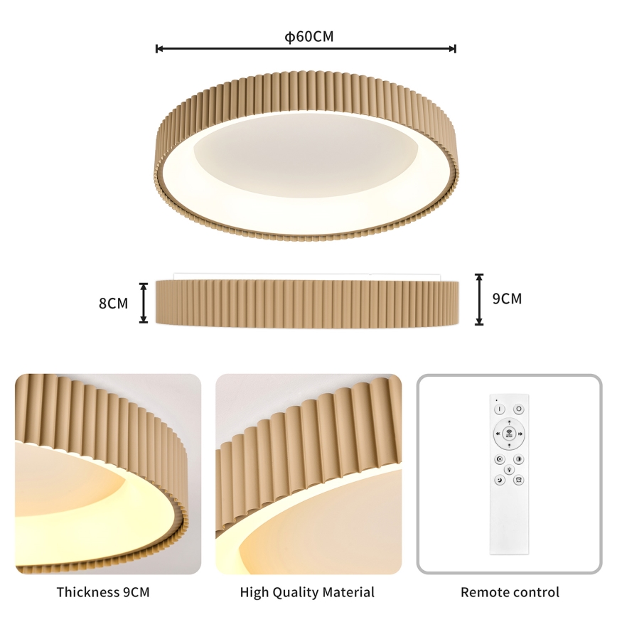 Brilagi - LED prigušiva plafonska lampa FALCON MODERN LED/54W/230V 3000-6500K 60 cm bež + daljinski upravljač