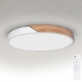 Brilagi - LED prigušiva plafonsko svetlo PILANA LED/60W/230V 3000-6500K hrast/bela pr. 60 cm + daljinski upravljač