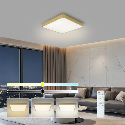 Brilagi - LED prigušiva plafonska svetiljka POOL LED/36W/230V 3000-6000K 40x40 cm zlatna + daljinski upravljač