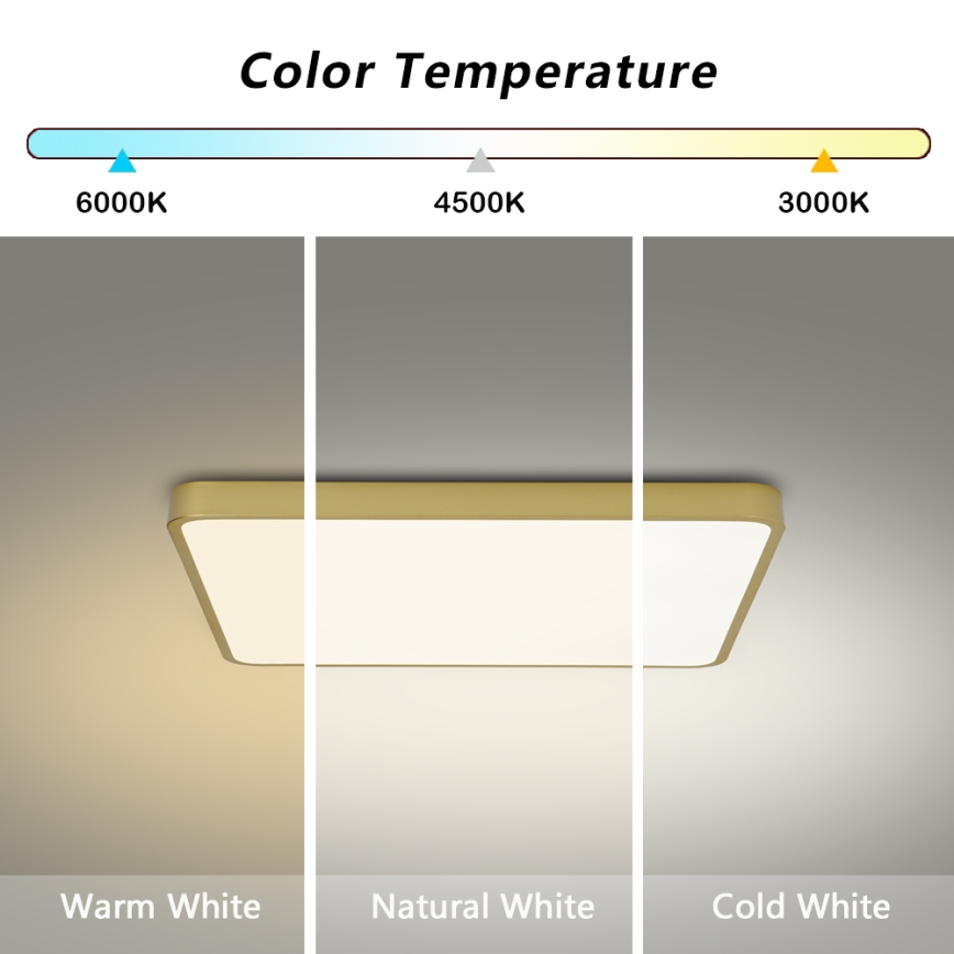 Brilagi - LED prigušiva plafonska svetiljka POOL LED/36W/230V 3000-6000K 40x40 cm zlatna + daljinski upravljač