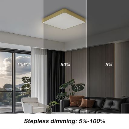 Brilagi - LED prigušiva plafonska svetiljka POOL LED/36W/230V 3000-6000K 40x40 cm zlatna + daljinski upravljač