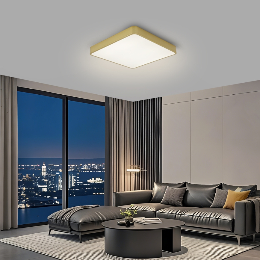 Brilagi - LED prigušiva plafonska svetiljka POOL LED/36W/230V 3000-6000K 40x40 cm zlatna + daljinski upravljač