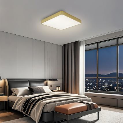 Brilagi - LED prigušiva plafonska svetiljka POOL LED/36W/230V 3000-6000K 40x40 cm zlatna + daljinski upravljač
