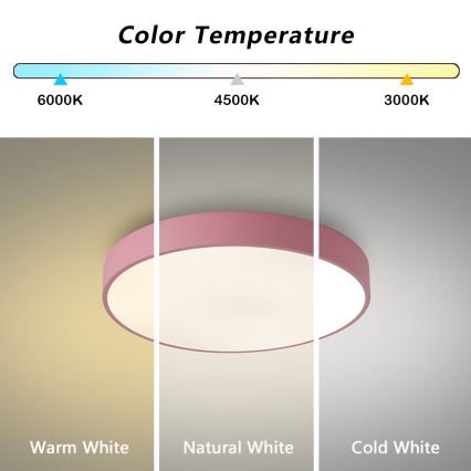 Brilagi - LED prigušiva plafonska svetiljka POOL LED/48W/230V 3000-6000K prečnik 40 cm ružičasta + daljinski upravljač