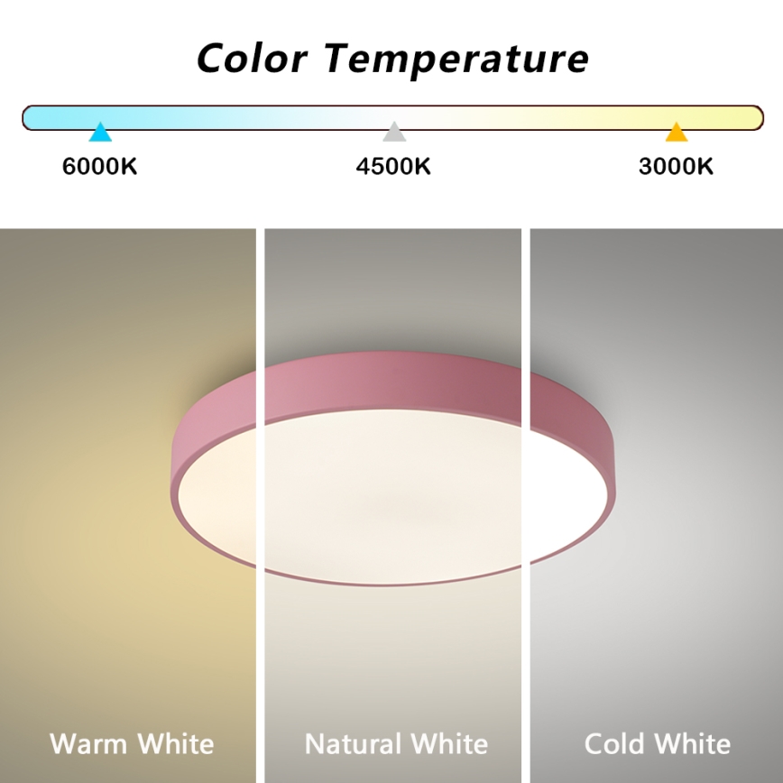 Brilagi - LED prigušiva plafonska svetiljka POOL LED/48W/230V 3000-6000K prečnik 40 cm ružičasta + daljinski upravljač