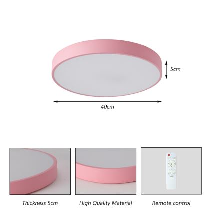 Brilagi - LED prigušiva plafonska svetiljka POOL LED/48W/230V 3000-6000K prečnik 40 cm ružičasta + daljinski upravljač