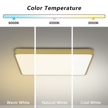 Brilagi - LED prigušiva plafonska svetiljka POOL LED/48W/230V 3000-6000K 50x50 cm zlatna + daljinski upravljač