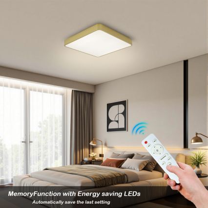 BRILAGI - LED prigušiva plafonska svetiljka POOL SQUARE LED/36W/230V 3000-6000K 40x40 cm zlatna + daljinski upravljač