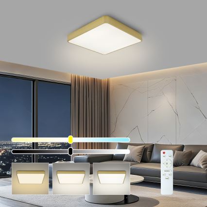 BRILAGI - LED prigušiva plafonska svetiljka POOL SQUARE LED/48W/230V 3000-6000K 50x50 cm zlatna + daljinski upravljač