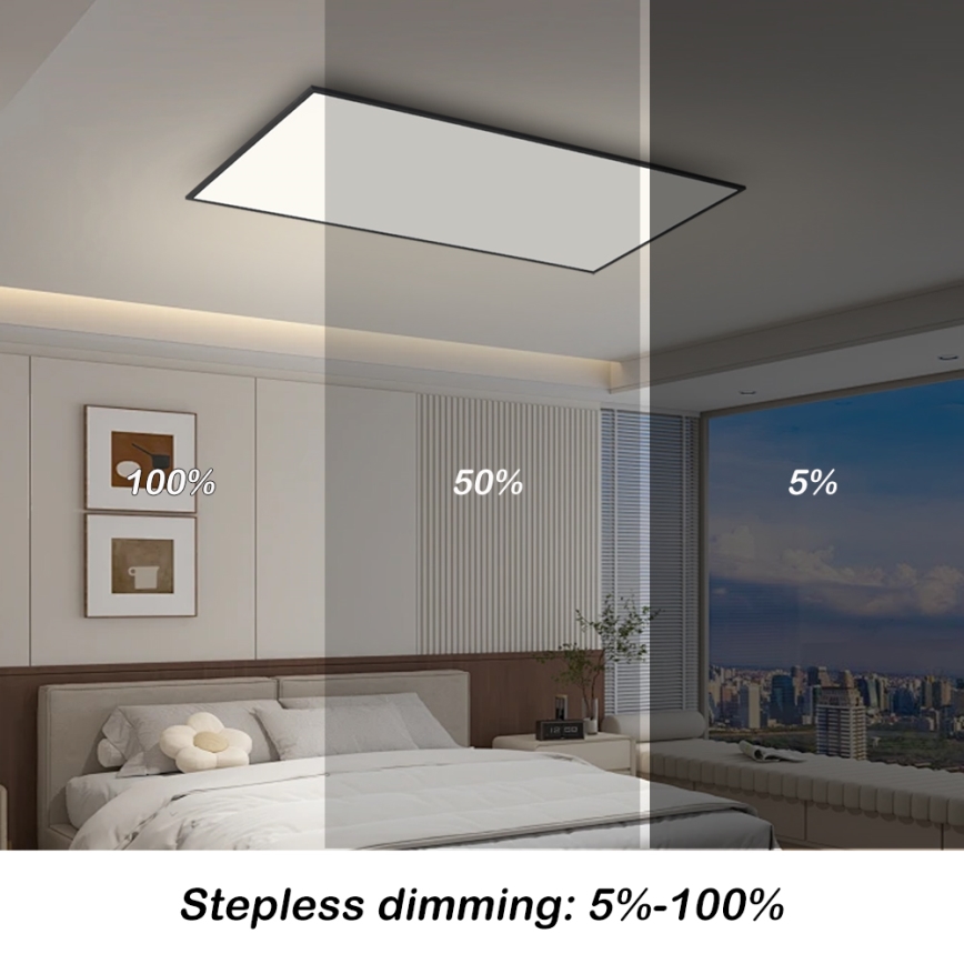 Brilagi - prigušiva LED plafonska svetiljka SLIMFRAME LED/80W/230V 120x60 cm 3000-6000K crna + daljinski upravljač