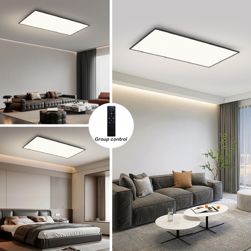 Brilagi - prigušiva LED plafonska svetiljka SLIMFRAME LED/80W/230V 120x60 cm 3000-6000K crna + daljinski upravljač