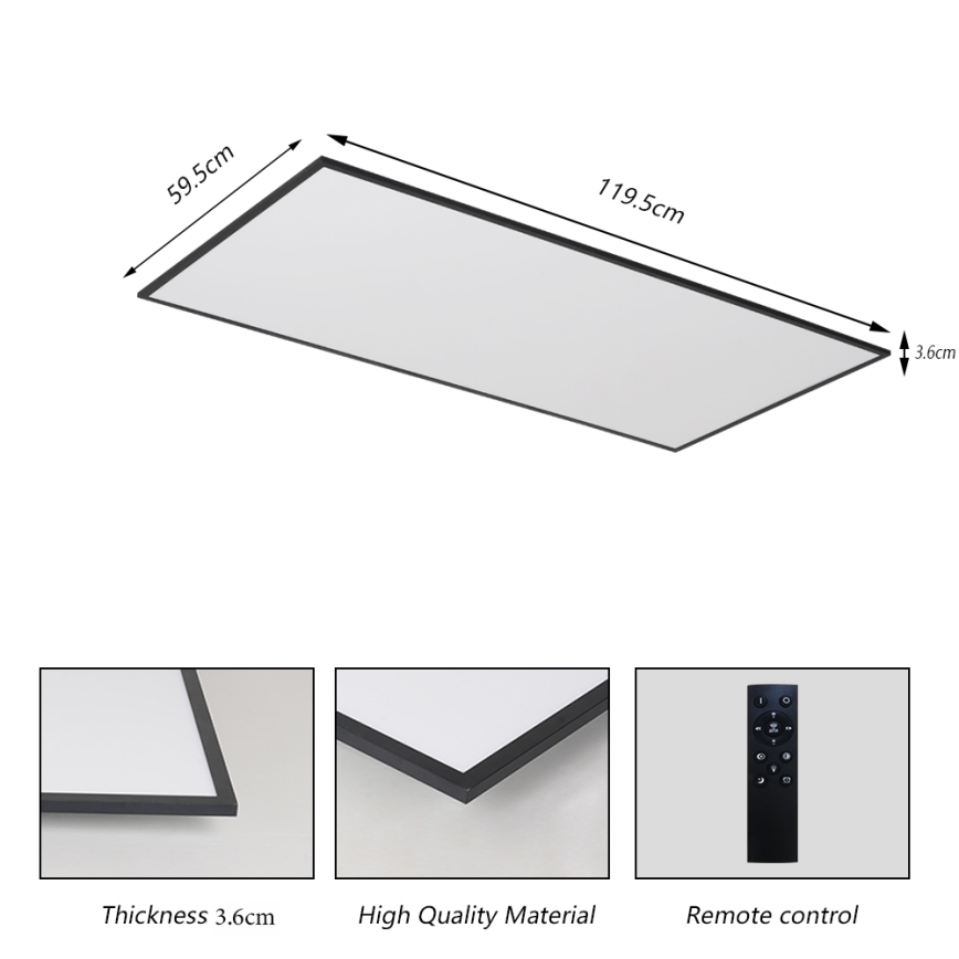 Brilagi - prigušiva LED plafonska svetiljka SLIMFRAME LED/80W/230V 120x60 cm 3000-6000K crna + daljinski upravljač