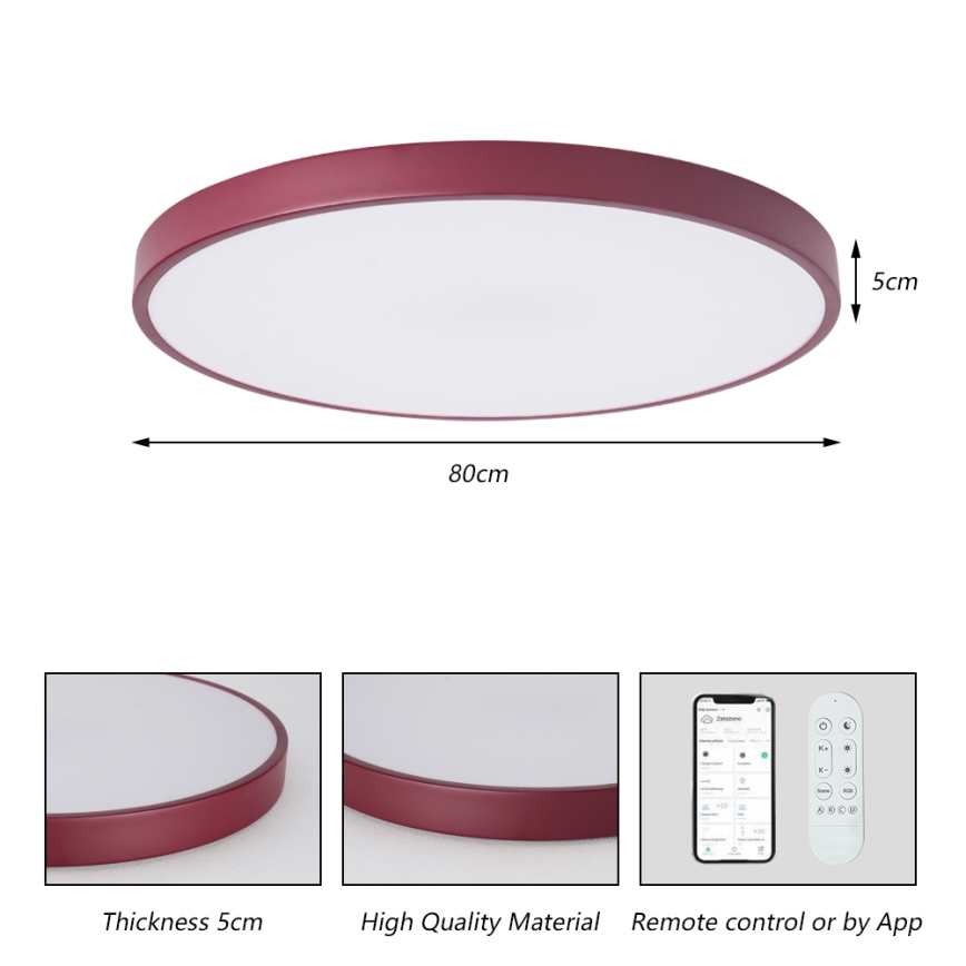 Brilagi - LED prigušiva svetiljka POOL SMART LED/100W/230V pr. 80 cm Wi-Fi Tuya + daljinski upravljač bordo