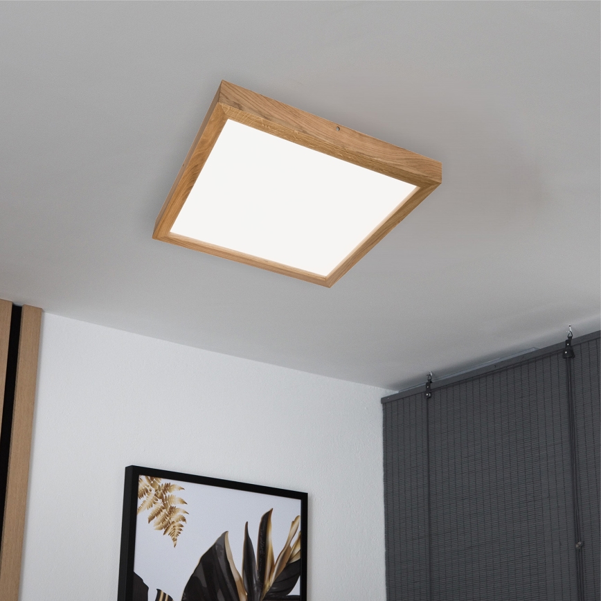 Brilagi - LED prigušiva kupatilska plafonska svetiljka WOODY FRAME LED/50W/230V hrast 60x60 cm 3000-6000K IP44 + daljinski upravljač
