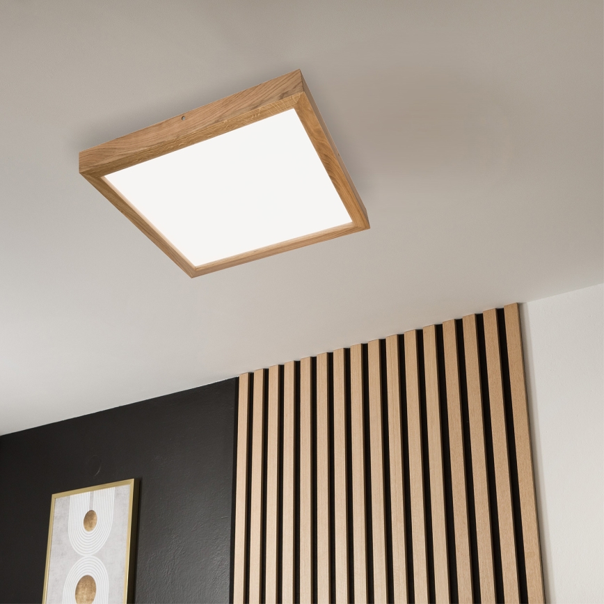 Brilagi - LED prigušiva kupatilska plafonska svetiljka WOODY FRAME LED/50W/230V hrast 60x60 cm 3000-6000K IP44 + daljinski upravljač