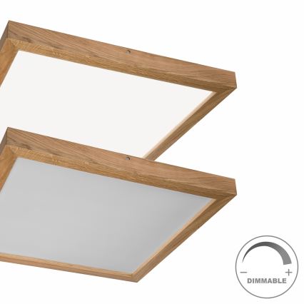 Brilagi - LED prigušiva kupatilska plafonska svetiljka WOODY FRAME LED/50W/230V hrast 60x60 cm 3000-6000K IP44 + daljinski upravljač