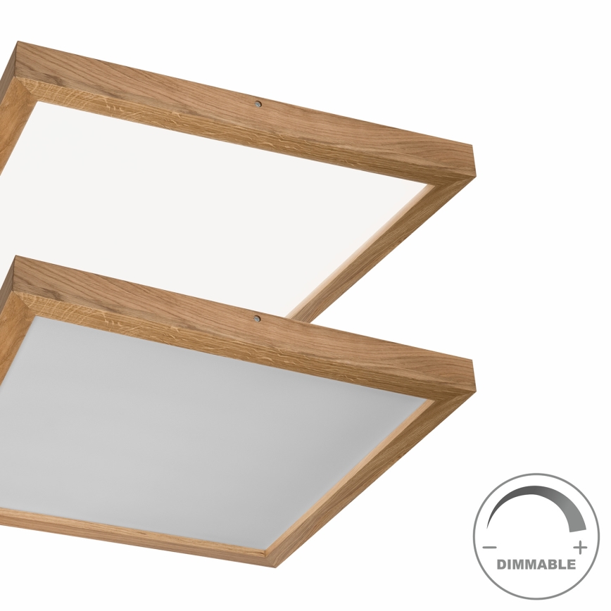 Brilagi - LED prigušiva kupatilska plafonska svetiljka WOODY FRAME LED/50W/230V hrast 60x60 cm 3000-6000K IP44 + daljinski upravljač