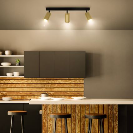 Brilagi - LED RGBW prigušiva spot svetiljka SELE GOLDEN 3xGU10/6W/230V 3000K crna/zlatna + daljinski upravljač