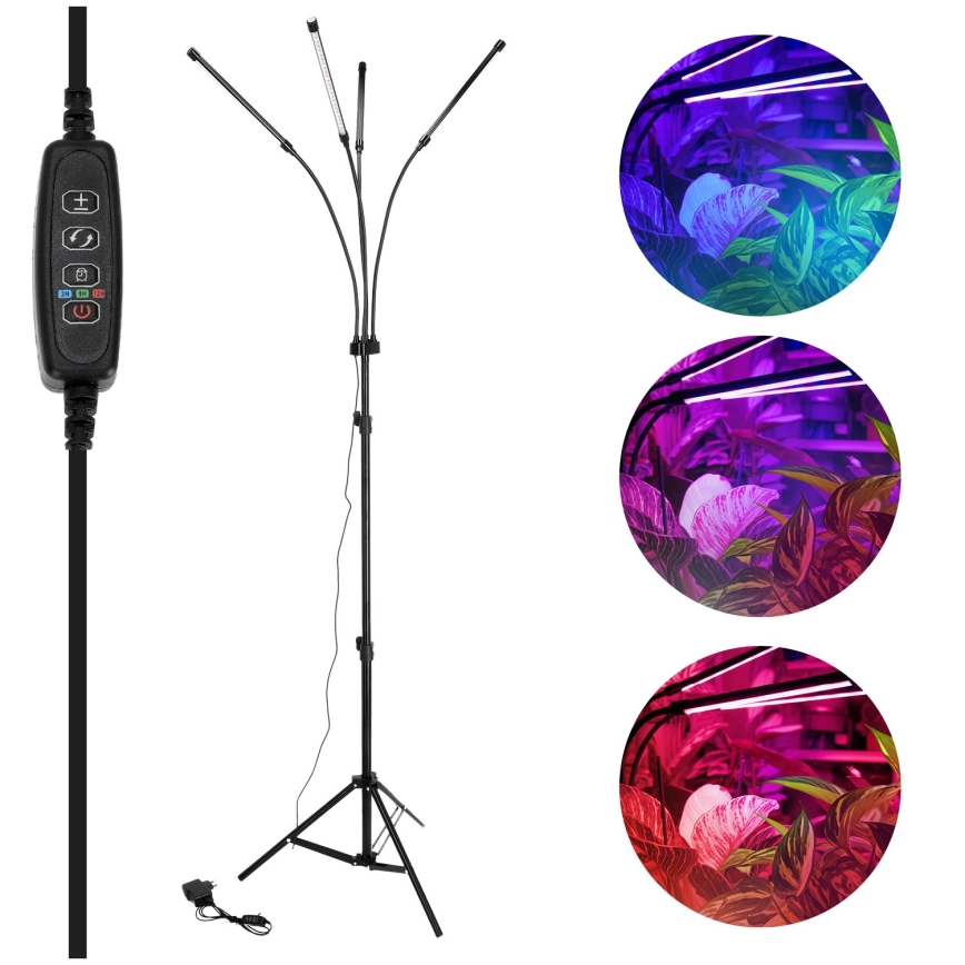 Brilagi - VITABLOOM LED prigušiva fleksibilna stojeća lampa za gajenje biljaka 4xLED/7,5W/230V crna