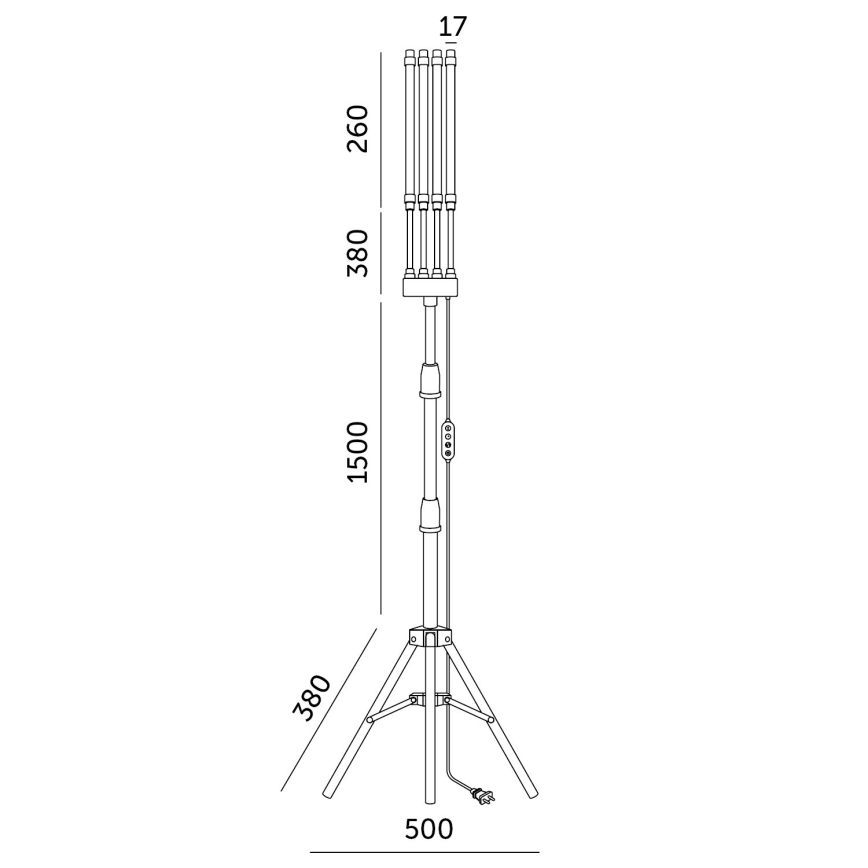 Brilagi - VITABLOOM LED prigušiva fleksibilna stojeća lampa za gajenje biljaka 4xLED/7,5W/230V crna