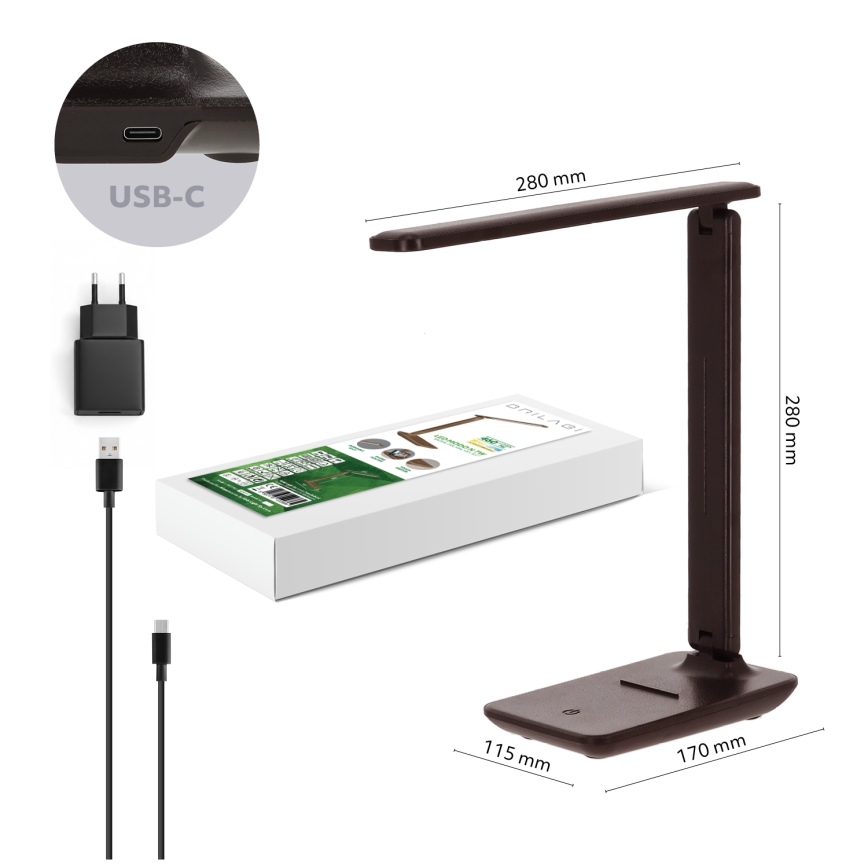 Brilagi - LED prigušiva stona lampa MODO LED/7W/230V 3000/4000/6500K braon