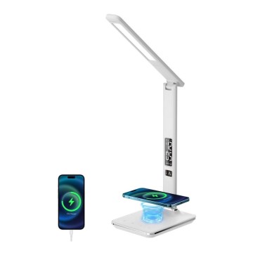 Brilagi - LED prigušiva stolna lampa sa bežičnim QI punjenjem i USB REGINA LED/8,5W/230V bela