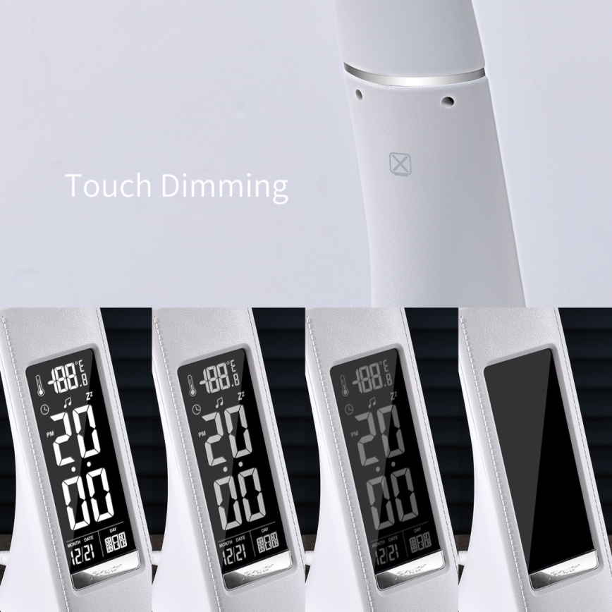 Brilagi - LED prigušiva stona lampa sa displejem PELLE LED/7W/230V bela