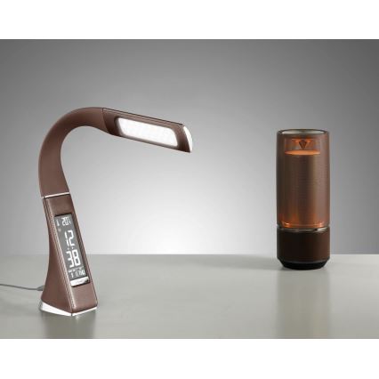 Brilagi - LED prigušiva stona lampa sa displejem PELLE LED/7W/230V braon