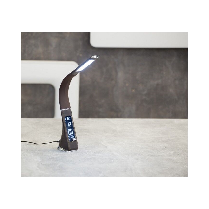 Brilagi - LED prigušiva stona lampa sa displejem PELLE LED/7W/230V braon