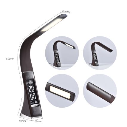 Brilagi - LED prigušiva stona lampa sa displejem PELLE LED/7W/230V braon