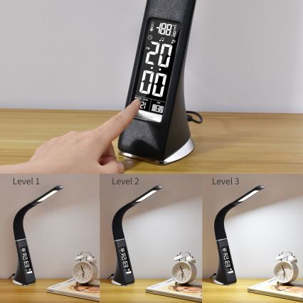 Brilagi - LED prigušiva stona lampa sa displejem PELLE LED/7W/230V crna