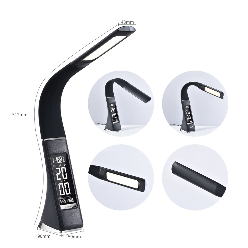 Brilagi - LED prigušiva stona lampa sa displejem PELLE LED/7W/230V crna