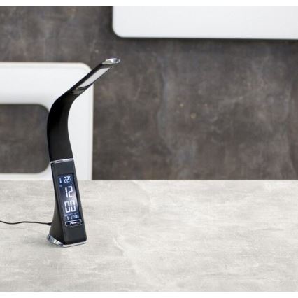 Brilagi - LED prigušiva stona lampa sa displejem PELLE LED/7W/230V crna
