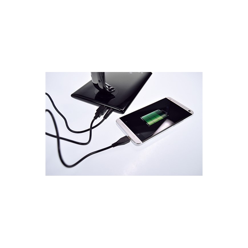 Brilagi - LED prigušiva stona lampa sa USB priključkom LED/12W/230V crna