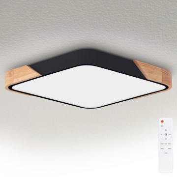 Brilagi - LED prigušiva stropna lampa PILANA LED/60W/230V 3000-6500K hrast/crna 56x56 cm + daljinski upravljač