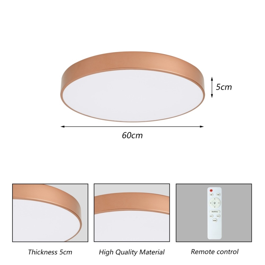 BRILAGI - LED prigušiva plafonska svetiljka POOL LED/60W/230V 3000-6000K pr. 60 cm bakarna + daljinski upravljač