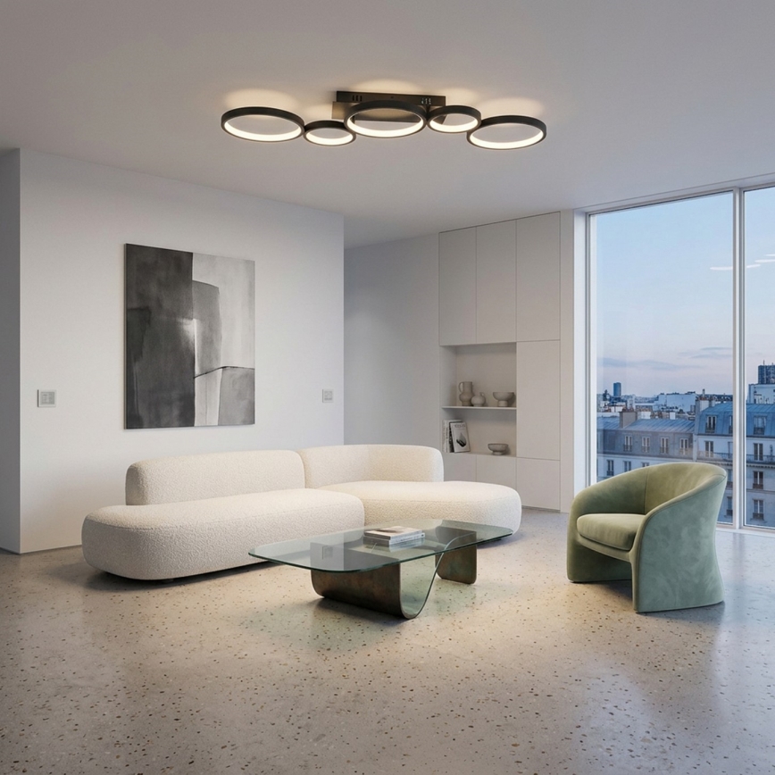 Brilagi - LED plafonsko svetlo RINGO, prigušiva LED/34W/230V 3000-6000K 28x84 cm crna + daljinski upravljač