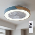 Brilagi - LED prigušiva stropna lampa sa ventilatorom LED/38W/230V 3000-6500K 3000-6500K prečnik 50 cm plava/hrast + daljinski upravljač