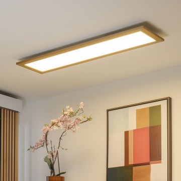 Brilagi - LED prigušiva stropna lampa SLIMFRAME WOOD LED/58W/230V 124x34 cm 3000-6000K braon + daljinski upravljač