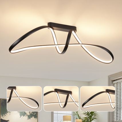 Brilagi - LED prigušiva nadgradna plafonska lampa TWISTER LED/60W/230V 3000-6000K crna + daljinski upravljač