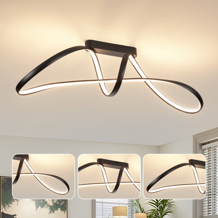 Brilagi - LED prigušiva nadgradna plafonska lampa TWISTER LED/60W/230V 3000-6000K crna + daljinski upravljač